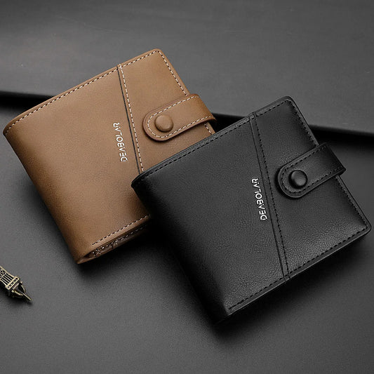 Men’s PU Leather Short Wallet - Hasp Closure